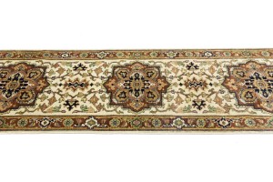 Cream Geometric 3X10 Heriz Serapi Oriental Runner Rug