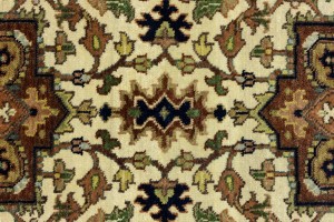 Cream Geometric 3X10 Heriz Serapi Oriental Runner Rug