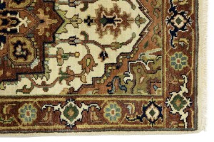 Cream Geometric 3X10 Heriz Serapi Oriental Runner Rug