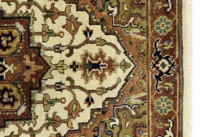 Cream Geometric 3X10 Heriz Serapi Oriental Runner Rug