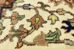 Cream Geometric 3X10 Heriz Serapi Oriental Runner Rug