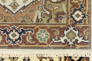 Cream Geometric 3X10 Heriz Serapi Oriental Runner Rug