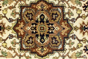 Cream Geometric 3X12 Heriz Serapi Oriental Runner Rug