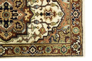 Cream Geometric 3X12 Heriz Serapi Oriental Runner Rug