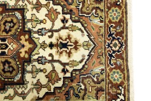 Cream Geometric 3X12 Heriz Serapi Oriental Runner Rug