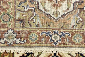Cream Geometric 3X12 Heriz Serapi Oriental Runner Rug