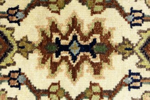 Cream Geometric 3X12 Heriz Serapi Oriental Runner Rug