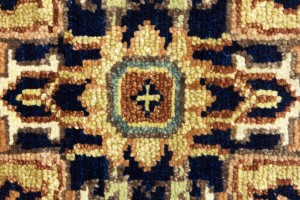 Cream Geometric 3X12 Heriz Serapi Oriental Runner Rug