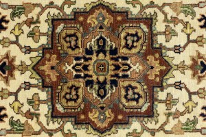 Cream Geometric 3X12 Heriz Serapi Oriental Runner Rug