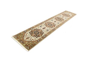 Cream Geometric 3X12 Heriz Serapi Oriental Runner Rug