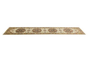 Cream Geometric 3X12 Heriz Serapi Oriental Runner Rug