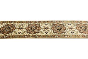 Cream Geometric 3X12 Heriz Serapi Oriental Runner Rug