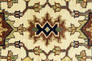 Cream Geometric 3X12 Heriz Serapi Oriental Runner Rug