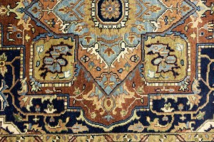 Dark Navy Geometric 6X9 Heriz Serapi Oriental Rug