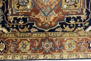 Dark Navy Geometric 6X9 Heriz Serapi Oriental Rug