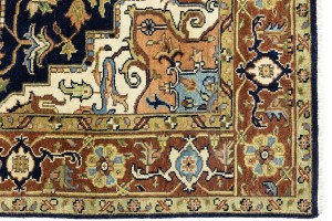 Dark Navy Geometric 6X9 Heriz Serapi Oriental Rug