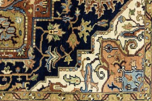 Dark Navy Geometric 6X9 Heriz Serapi Oriental Rug