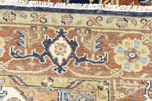 Dark Navy Geometric 6X9 Heriz Serapi Oriental Rug