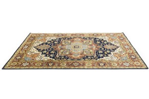 Dark Navy Geometric 6X9 Heriz Serapi Oriental Rug