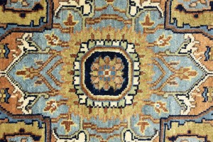 Dark Navy Geometric 6X9 Heriz Serapi Oriental Rug