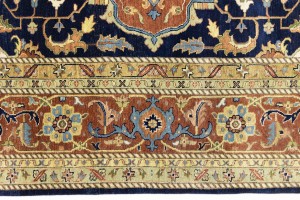 Dark Navy Geometric 12X15 Heriz Serapi Oriental Rug