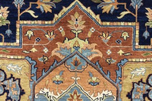 Dark Navy Geometric 12X15 Heriz Serapi Oriental Rug
