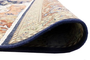 Dark Navy Geometric 12X15 Heriz Serapi Oriental Rug