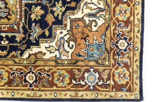 Dark Navy Geometric 4X6 Heriz Serapi Oriental Rug