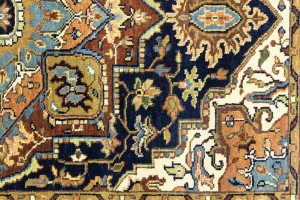 Dark Navy Geometric 4X6 Heriz Serapi Oriental Rug