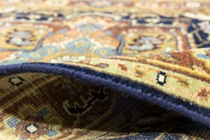 Dark Navy Geometric 4X6 Heriz Serapi Oriental Rug