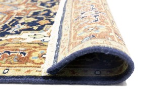 Dark Navy Geometric 4X6 Heriz Serapi Oriental Rug