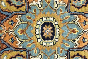 Dark Navy Geometric 4X6 Heriz Serapi Oriental Rug