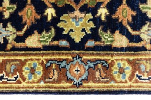 Dark Navy Geometric 3X8 Heriz Serapi Oriental Runner Rug