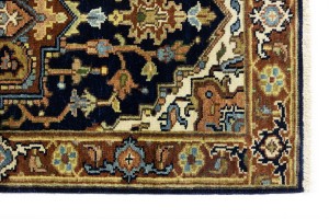 Dark Navy Geometric 3X8 Heriz Serapi Oriental Runner Rug