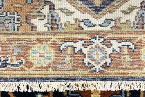 Dark Navy Geometric 3X8 Heriz Serapi Oriental Runner Rug