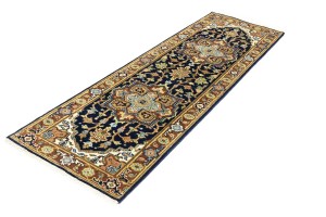 Dark Navy Geometric 3X8 Heriz Serapi Oriental Runner Rug
