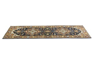 Dark Navy Geometric 3X8 Heriz Serapi Oriental Runner Rug