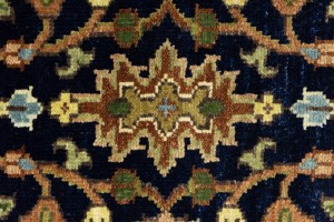 Dark Navy Geometric 3X8 Heriz Serapi Oriental Runner Rug
