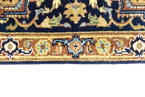 Dark Navy Geometric 2'6X12 Heriz Serapi Oriental Runner Rug