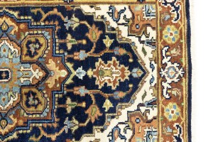 Dark Navy Geometric 2'6X12 Heriz Serapi Oriental Runner Rug