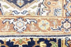 Dark Navy Geometric 2'6X12 Heriz Serapi Oriental Runner Rug