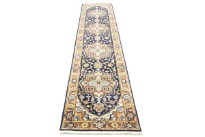 Dark Navy Geometric 2'6X12 Heriz Serapi Oriental Runner Rug