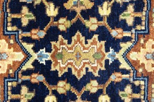 Dark Navy Geometric 2'6X12 Heriz Serapi Oriental Runner Rug