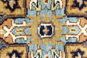 Dark Navy Geometric 2'6X12 Heriz Serapi Oriental Runner Rug
