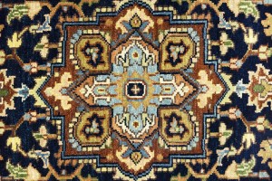 Dark Navy Geometric 2'5X12 Heriz Serapi Oriental Runner Rug
