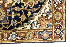 Dark Navy Geometric 2'5X12 Heriz Serapi Oriental Runner Rug