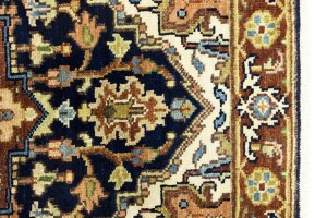 Dark Navy Geometric 2'5X12 Heriz Serapi Oriental Runner Rug