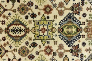 Cream & Rust Tribal Geometric 3X5 Indo-Karajeh Oriental Rug