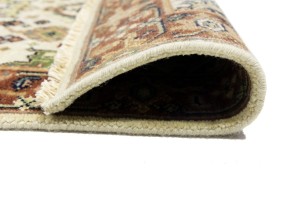 Cream & Rust Tribal Geometric 3X5 Indo-Karajeh Oriental Rug