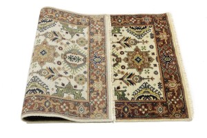 Cream & Rust Tribal Geometric 3X5 Indo-Karajeh Oriental Rug